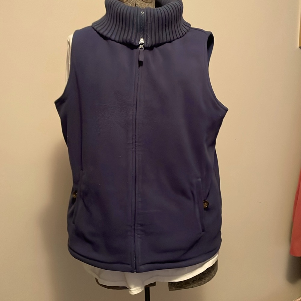 Vest. Lands’ End. Size XL,18-20. Blue Fleece.  Knit collar. Excellent condition